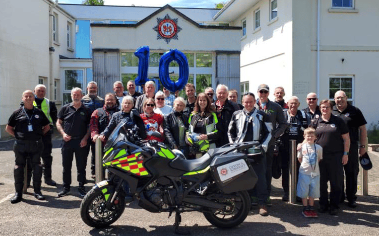 Devon and Somerset Fire and Rescue celebrates 10 years and 2,000 riders for its 'Biker Down' workshops. PHOTO: DSFR.