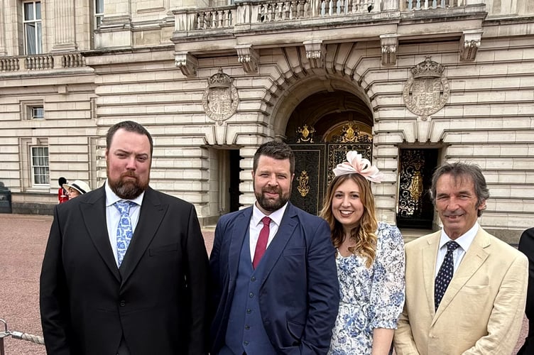 Exmoor Young Voices members attending a Buckingham Palace Garden Party were (left to right) Will Lock, Josh Smith, Megan Hunt, and Leslie Silverlock. PHOTO: EYV.