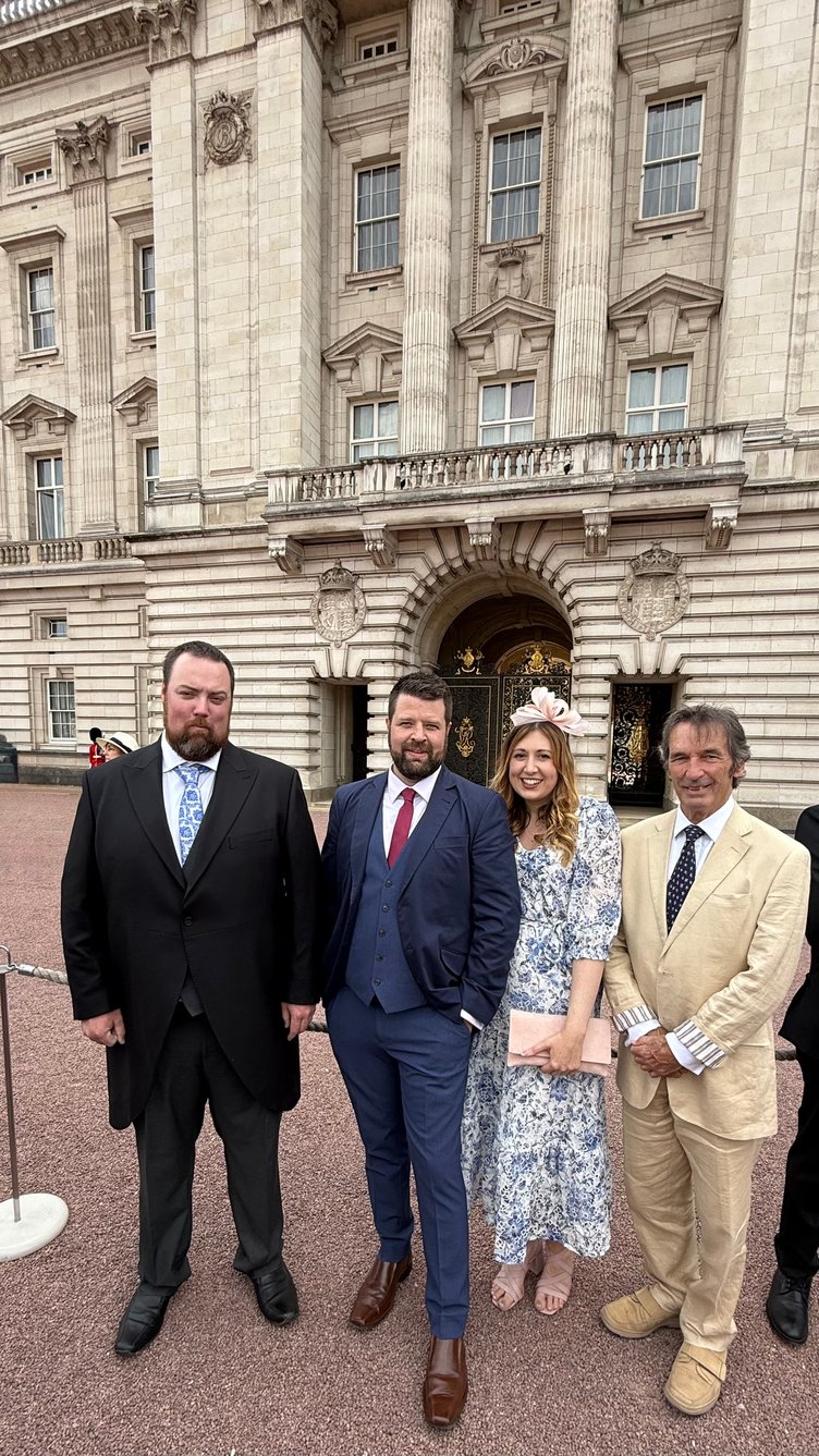 Exmoor Young Voices members attending a Buckingham Palace Garden Party were (left to right) Will Lock, Josh Smith, Megan Hunt, and Leslie Silverlock. PHOTO: EYV.