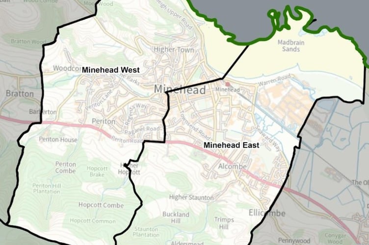 Minehead will be split into two divisions under proposed unitary council changes.