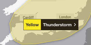 Met Office issue thunderstorm warning 