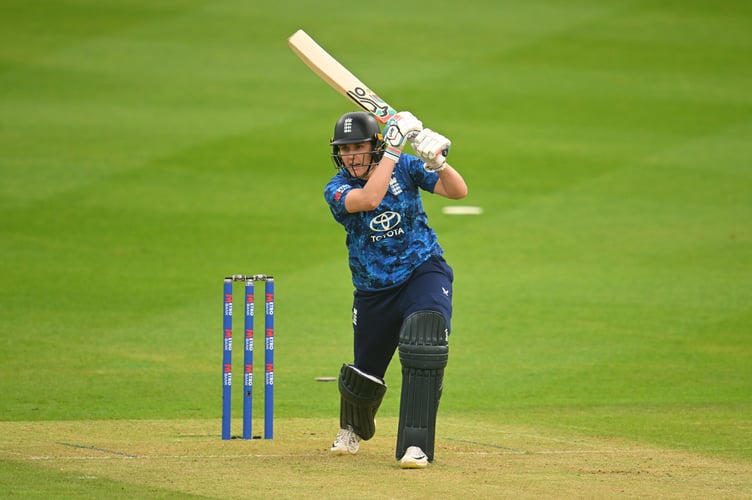 Nat Sciver-Brunt on her way to an unbeaten half century