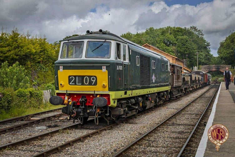 Locomotive Class 35 ‘Hymek’ No D7018 is taking part in two days of special running on West Somerset Railway to mark the 50th anniversary of the start of its preservation.