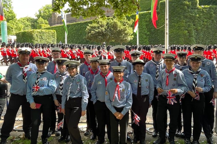 Watchet sea scouts attending the Trooping the Colour ceremony in London for the King's birthday at the weekend.