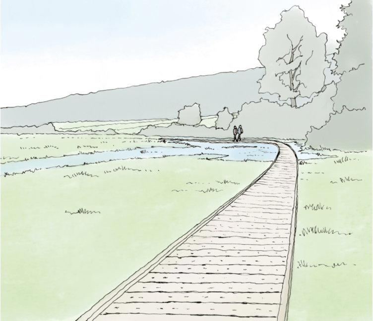 An artist's impression of how the Porlock Marshes boardwalk should look on the South West Coast Path. IMAGE: ENPA.