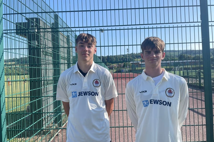 The two 15 year olds who made their first team debuts for Minehead at North Curry - Harry Swann (left) and Sam Cobb.