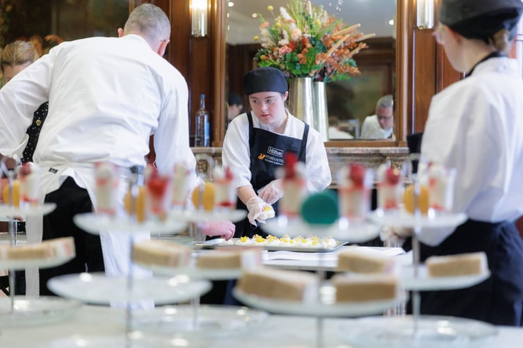 LONDON, UK:
Aurora Foxes students serving Afternoon Tea for Hilton's A Meal to Change Minds event to mark Learning Diability Awareness Week at The Waldorf Hilton on Monday 16 June 2025
(Picture by Nick Morrish/Morrish & Co)