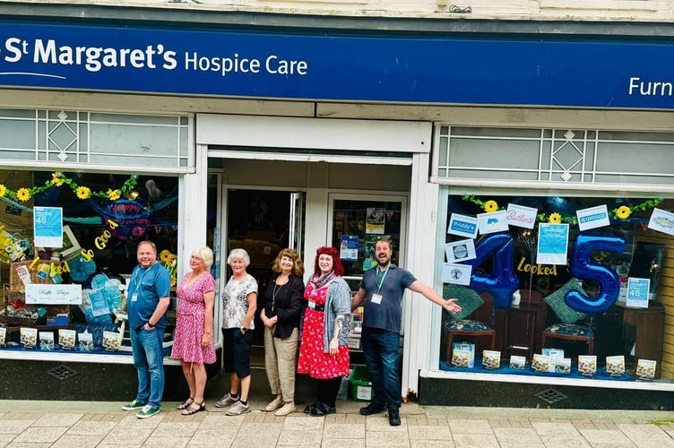 Some of the St Margaret’s Hospice furniture shop staff and volunteers in Minehead (left to right) Craig Ogier, Liz Garnish, Helen Howard, Bev Parkes, Tamsin Smy-Smith, and Tom Hayes.