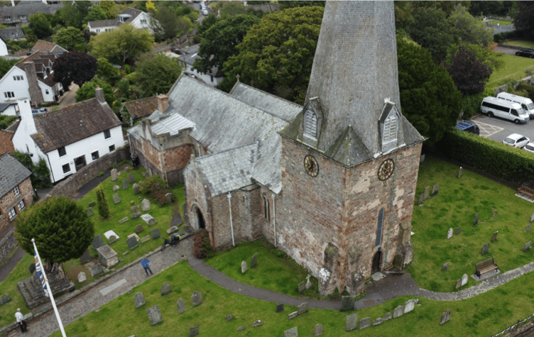 An aerial view of the roof of St Dubricious Church, Porlock. PHOTO: Jonathan Rhind Architects.