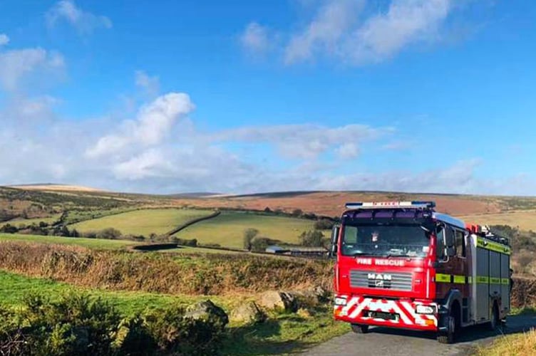 A Porlock fire crew attended when a camper van caught alight in an Exmoor car park. PHOTO: DSFR.