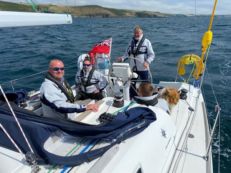 Some of the crew of the Stride Forward yacht which will be racing in Cowes Week. PHOTO: Stride Forward.