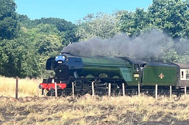 The Flying Scotsman seen from the scene of the fire on July 2