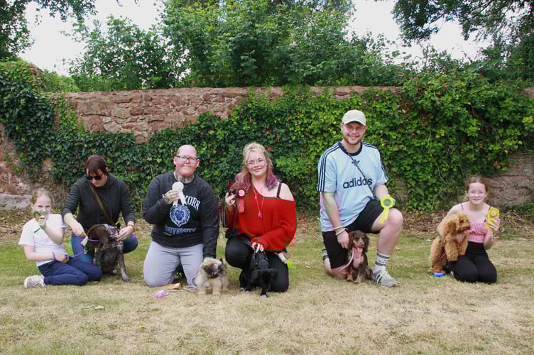 Best Puppy class, from left: Winnie, German Short Haired Pointer (5th), Winnie, Schnitza x Peke ( 2nd) Rita, King Charles x Mini Retriever, (3rd), Ozzy, Cocker Spaniel, (4th), Bronte, Cavapoo, (1st).