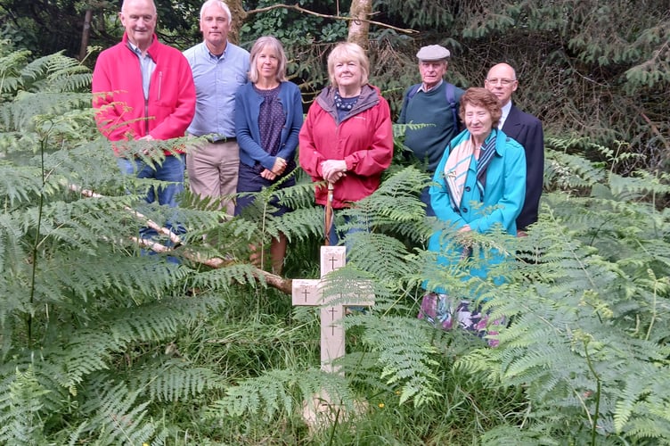 The Exmoor Stirling Cross group at the memorial for eight crew members killed in a 1944 crash