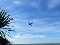 Military aircraft swoops low over Minehead