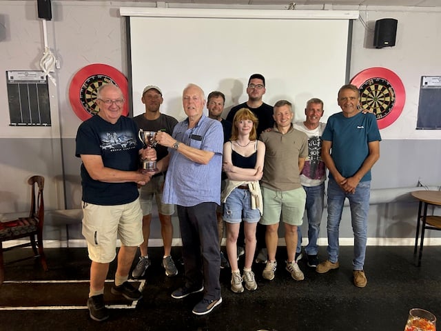 President Dave Sully (left), Barrie Jones, Captain Jim Nicholas, Martyn Ketchen, Matt Robinson, sticker up, Adam Taplin, Andy Bryant, Andy Milton.