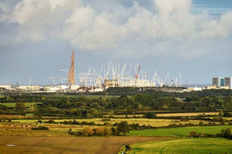 The Hinkley Point C construction site, seen from the Pawlett area. PHOTO: EDF.