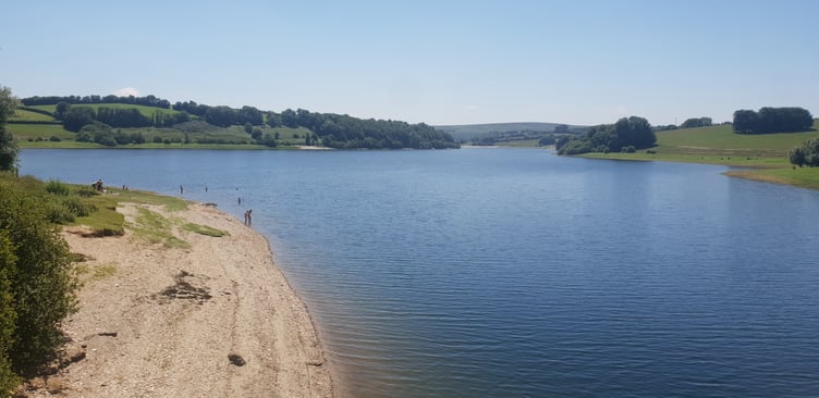 People swimming earlier this month in Wimbleball Lake, on Exmoor.