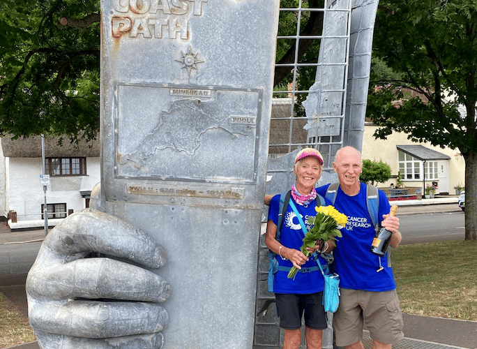 Bob and Sue Storey reached Minehead this week as they completed a charity walk of the South West Coast Path.