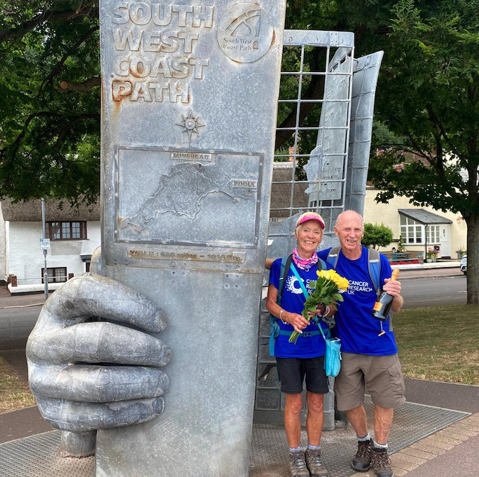 Bob and Sue Storey reached Minehead this week as they completed a charity walk of the South West Coast Path.