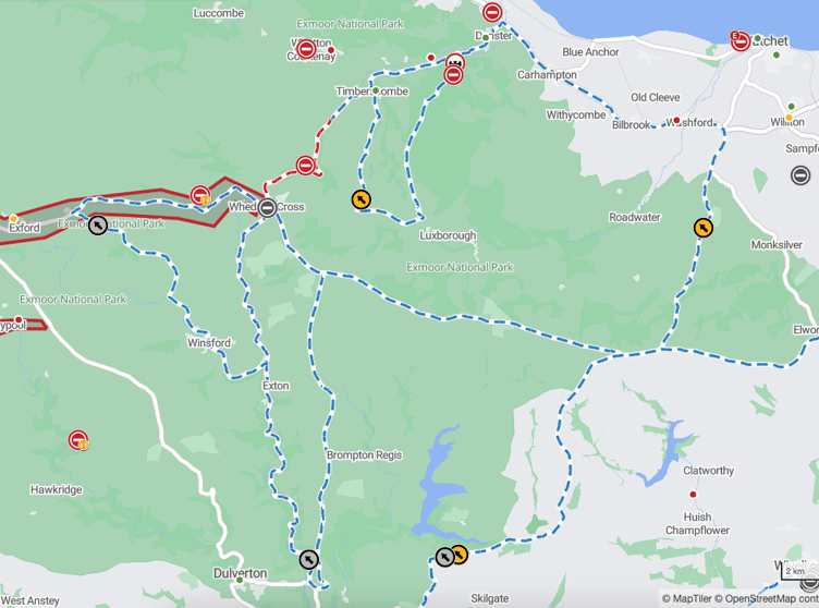 Traffic diversions have been set up as the A396 remains closed following a fatal coach crash. IMAGE: Causeway one network.