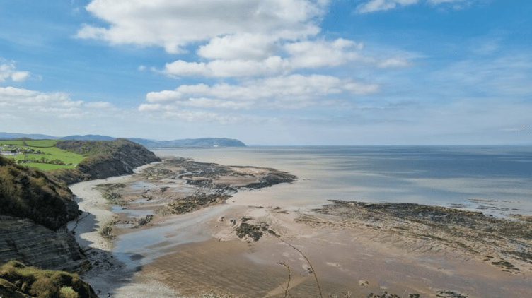 A view over the coast from the King Charles III Coast Path near Watchet.