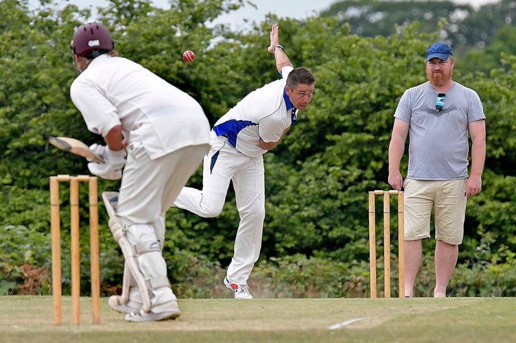 JAMES HERNIMAN  IN ACTION FOR STOODLEIGH CC 2NDS AGAINST ASH BRITTLE 2NDS