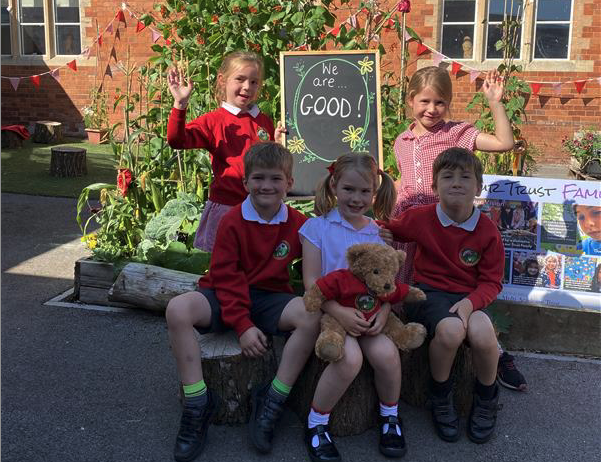 Pupils in  Lydeard St Lawrence Primary School celebrate a 'good' Ofsted rating.
