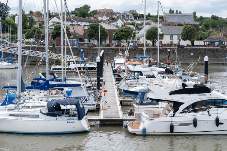 Boats in Watchet Marina were decorated for the official relaunch celebrations. PHOTO: FLYTE Creative Media.