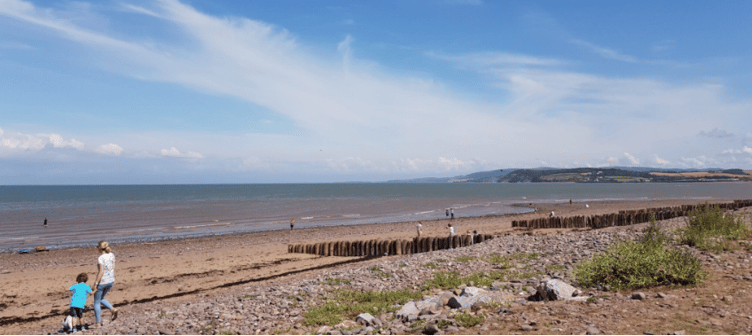 Dunster Beach was the scene of a near tragedy when two children were saved from drowning by the mother of one of them. PHOTO: Dunster.info.
