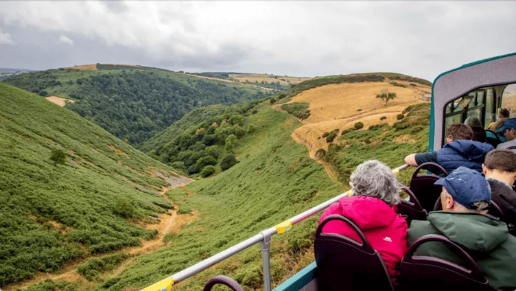 Danger from overhanging trees means the Exmoor Explorer bus is having to run closed-top vehicles this year. PHOTO: First Bus.