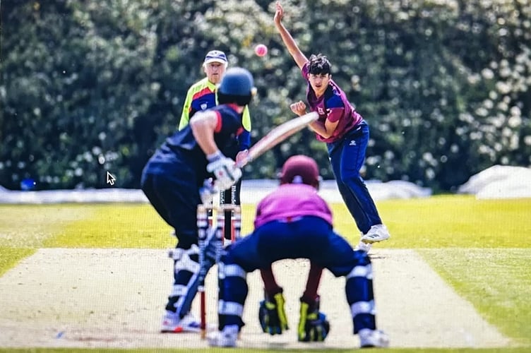 Left arm spinner Mo Kaleem in action