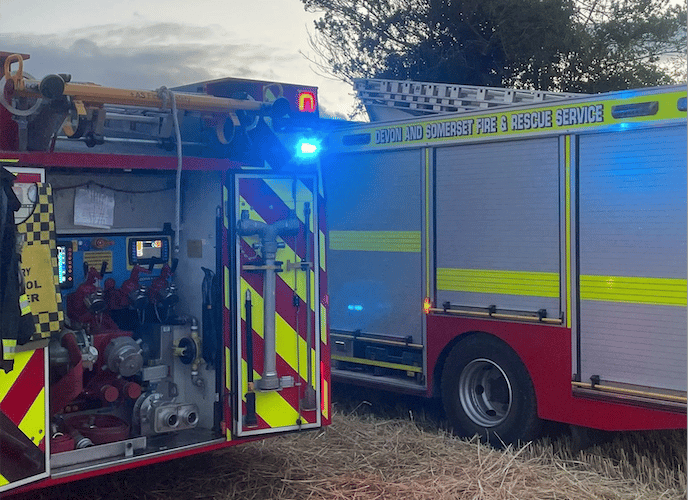 West Somerset firefighters tackled two large grass fires in two days near Wootton Courtenay and Bicknoller. PHOTO: DSFR.