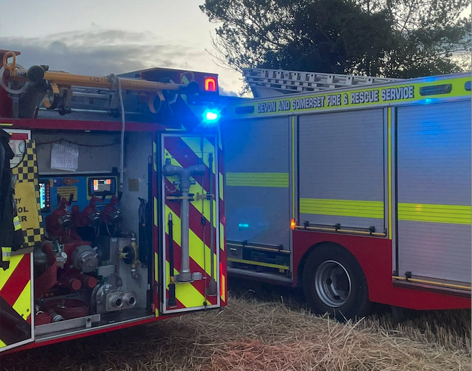West Somerset firefighters tackled two large grass fires in two days near Wootton Courtenay and Bicknoller. PHOTO: DSFR.