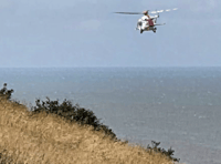 Helicopter rescue for stranded coast path walker