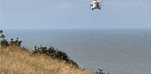 Helicopter rescue for stranded coast path walker