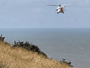 Helicopter rescue for stranded coast path walker