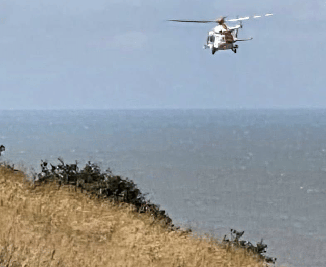 Helicopter rescue for stranded coast path walker