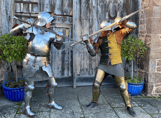 Medieval knights last year battled the Dunster Winter Festival weather but this year hope to be 'fighting' each other in a re-enactment. PHOTO: Nina Dodds.