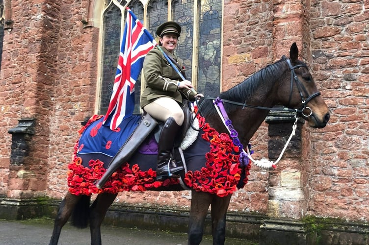 Claire riding fly for the British Royal Legion's Remembrance Parade