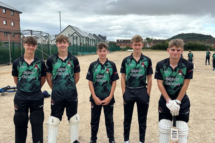 Left to right - the five players who made their final appearances in Minehead Under 15s - Reiss, Harry,Cam, Lennon and Sam 