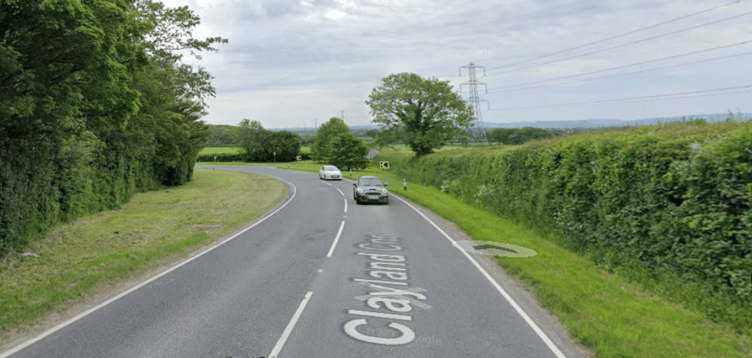 Claylands Corner, Stogursey, where a car crashed into and destroyed a speed indicator device the first time it was used. PHOTO: Goole Maps.