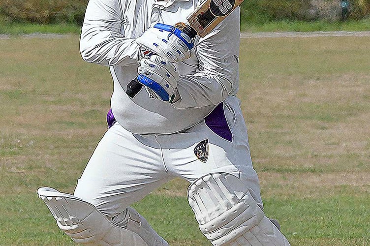 Javal Ahmed - in action for Hemyock in the third division of the West Somerset Cricket League