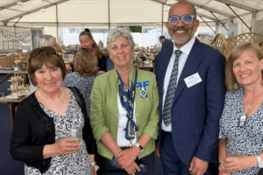 WSFP Thomas Poole Library’s Norma Frood and Lynn Scales with Lord Lieutenant of Somerset Mohammed Saddiq and High Sheriff of Somerset Janet Montgomery.