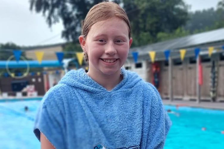 Emilia Stus, aged 11, has swum 1,000 lengths to help Wivey Pool's 'fit for the future' fund-raising appeal.