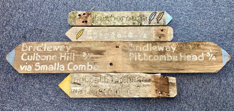 These old Exmoor signposts are to be sold through the Exmoor National Park Centre, in Dunster.