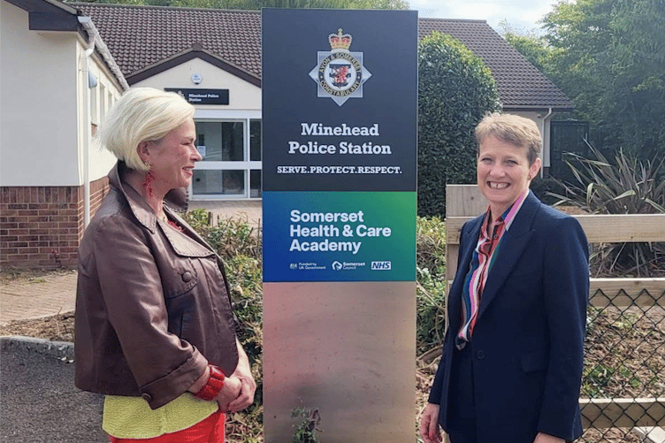 MP Rachel Gilmour (left) with Police and Crime Commissioner Clare Moody in Minehead.