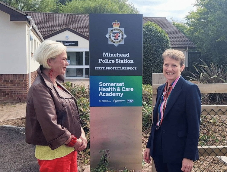 MP Rachel Gilmour (left) with Police and Crime Commissioner Clare Moody in Minehead.