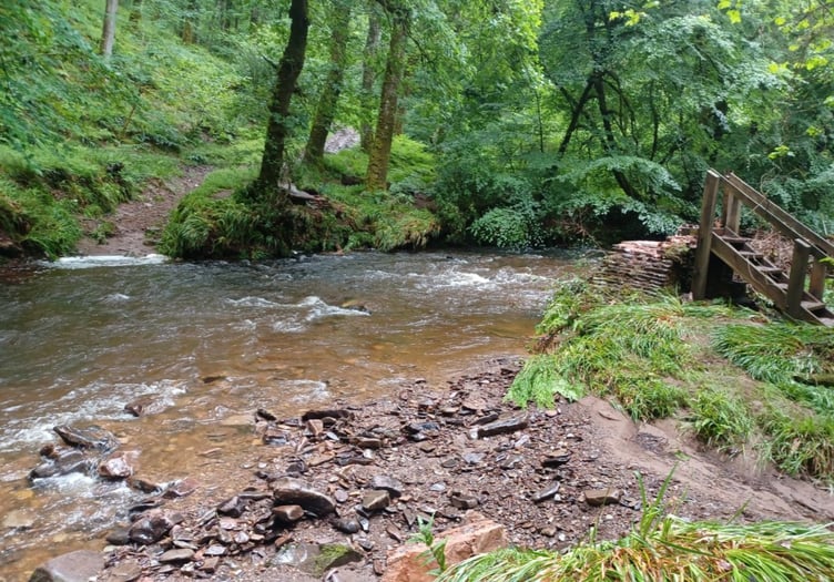 The scene after Venford Wood footbridge was washed away.