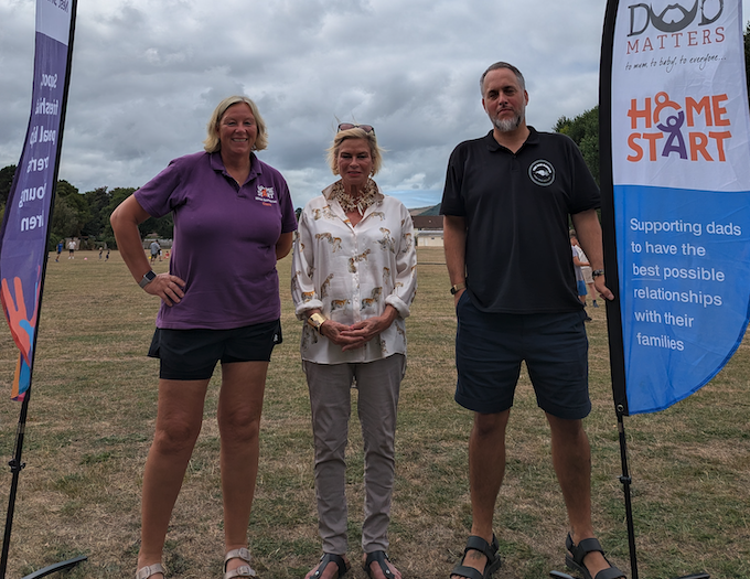 Local MP Rachel Gilmour (centre) with Home-Start West Somerset manager Clare Pound and 'dad co-ordinator' Dan James.